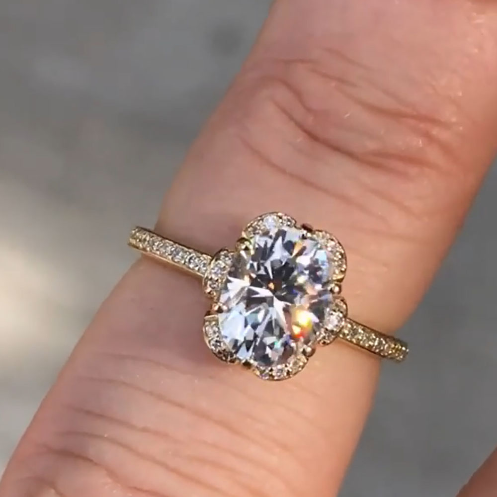Moissanite Engagement Ring 1 Carat - Özel Tasarım 14 Ayar Sarı Altın