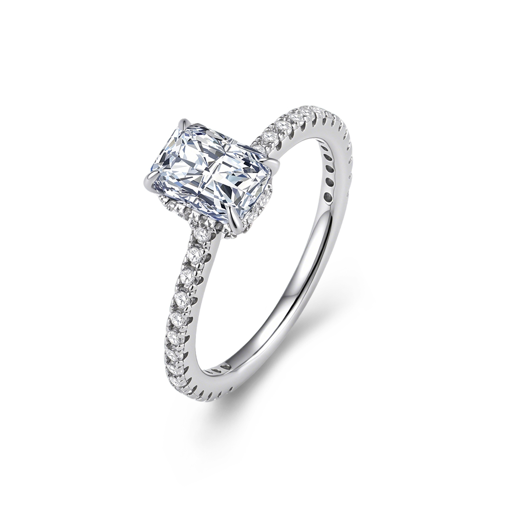 Moissanite Engagement Ring 1 Carat - S925 Ayar Gümüş Sade Dört Çatal