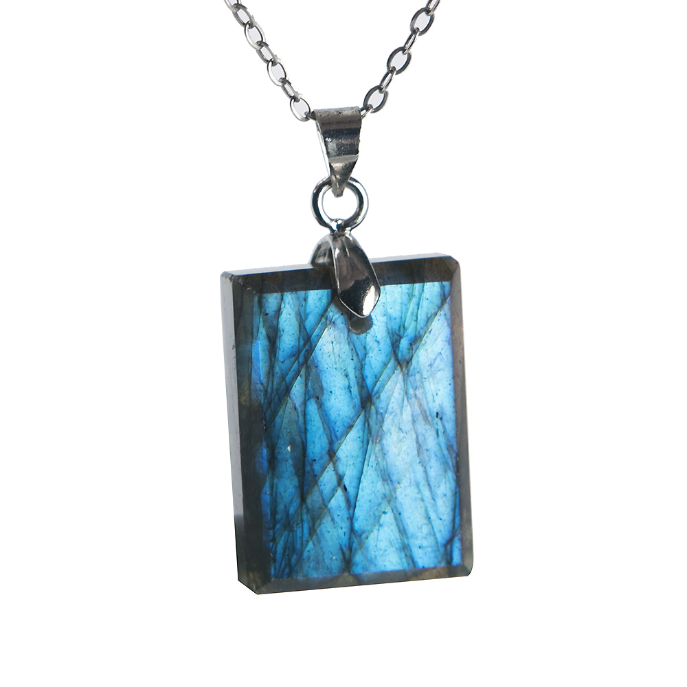 Crystal Pendant Necklace Natural Stone - Kolye Kolye Doğal Labradorit Takı Kadın
