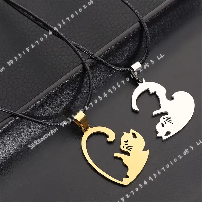 Magnetic Couple Matching Necklaces - 1 Çift Yaratıcı Sevimli Paslanmaz Çelik