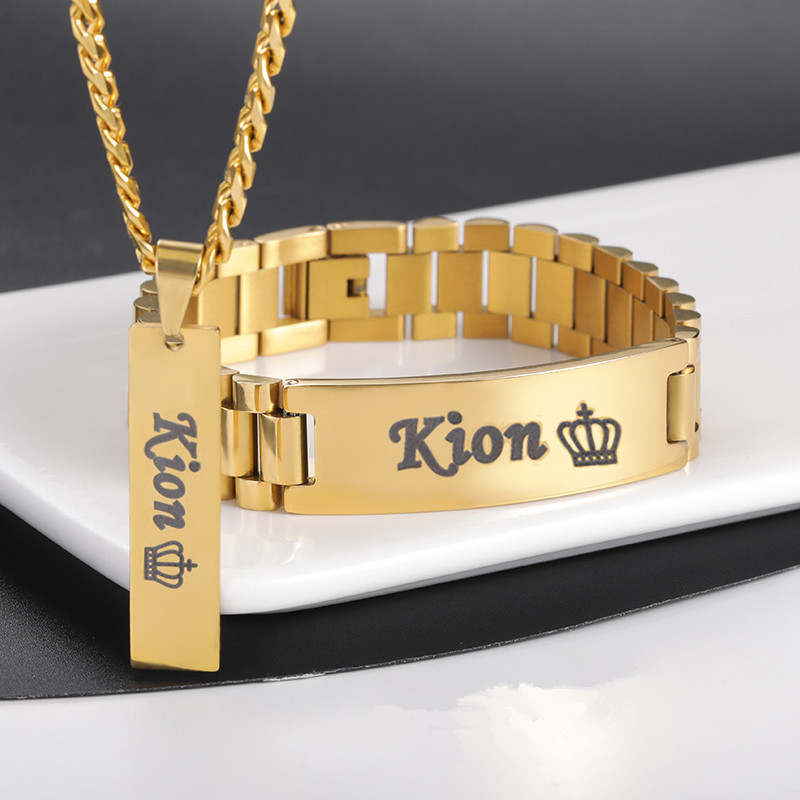 Custom Name Necklace Stainless Steel - Özel erkekler adı kolye büyük bileklik