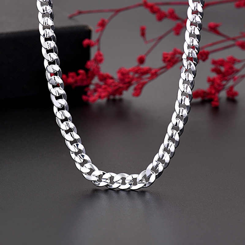 Cuban Link Chain 12Mm - Sıcak 925 ayar gümüş charm 7MM