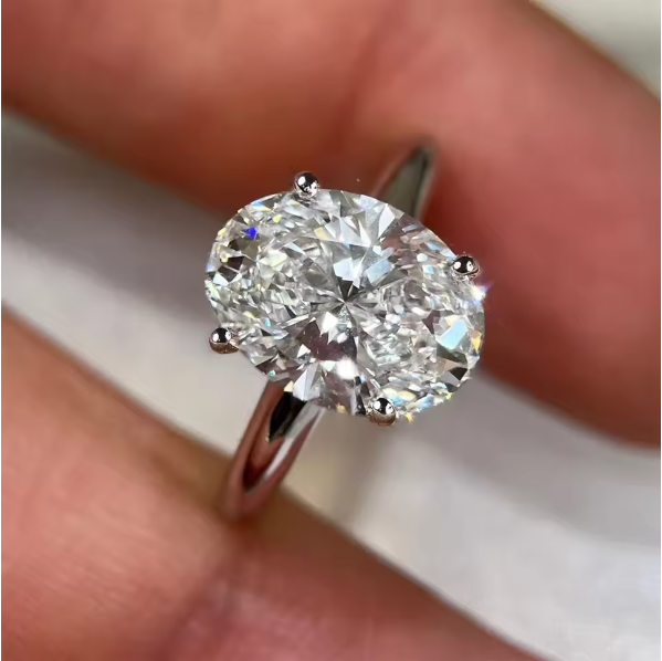 Moissanite Engagement Ring 1 Carat - 1/2/3 Karat Oval Kesim Mozanit Alyans