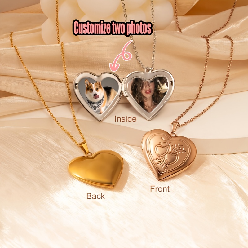 Heart Locket Necklace Photo - Kişiye Özel 1/2 Fotoğraf Kolye Kalp