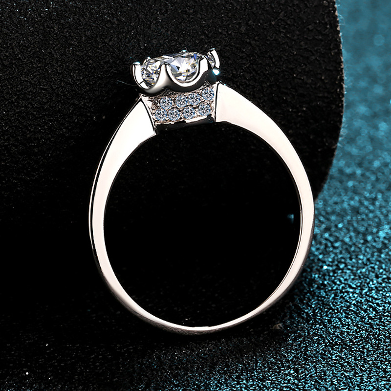 Moissanite Engagement Ring 1 Carat - Zarif Platin PT950 Parlak 1 Karat