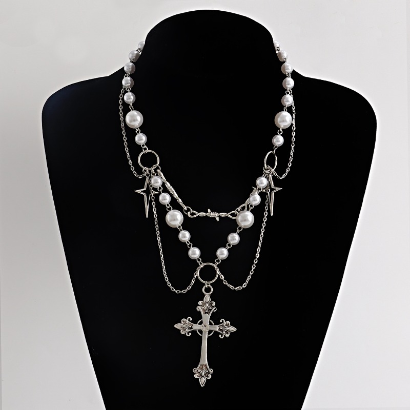 Punk Haçlar Kolye Kolye Gotik  - Pearl Choker Necklace Vintage incelemesi ve fiyatı