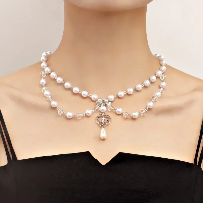 Punk Haçlar Kolye Kolye Gotik  - Pearl Choker Necklace Vintage incelemesi ve fiyatı