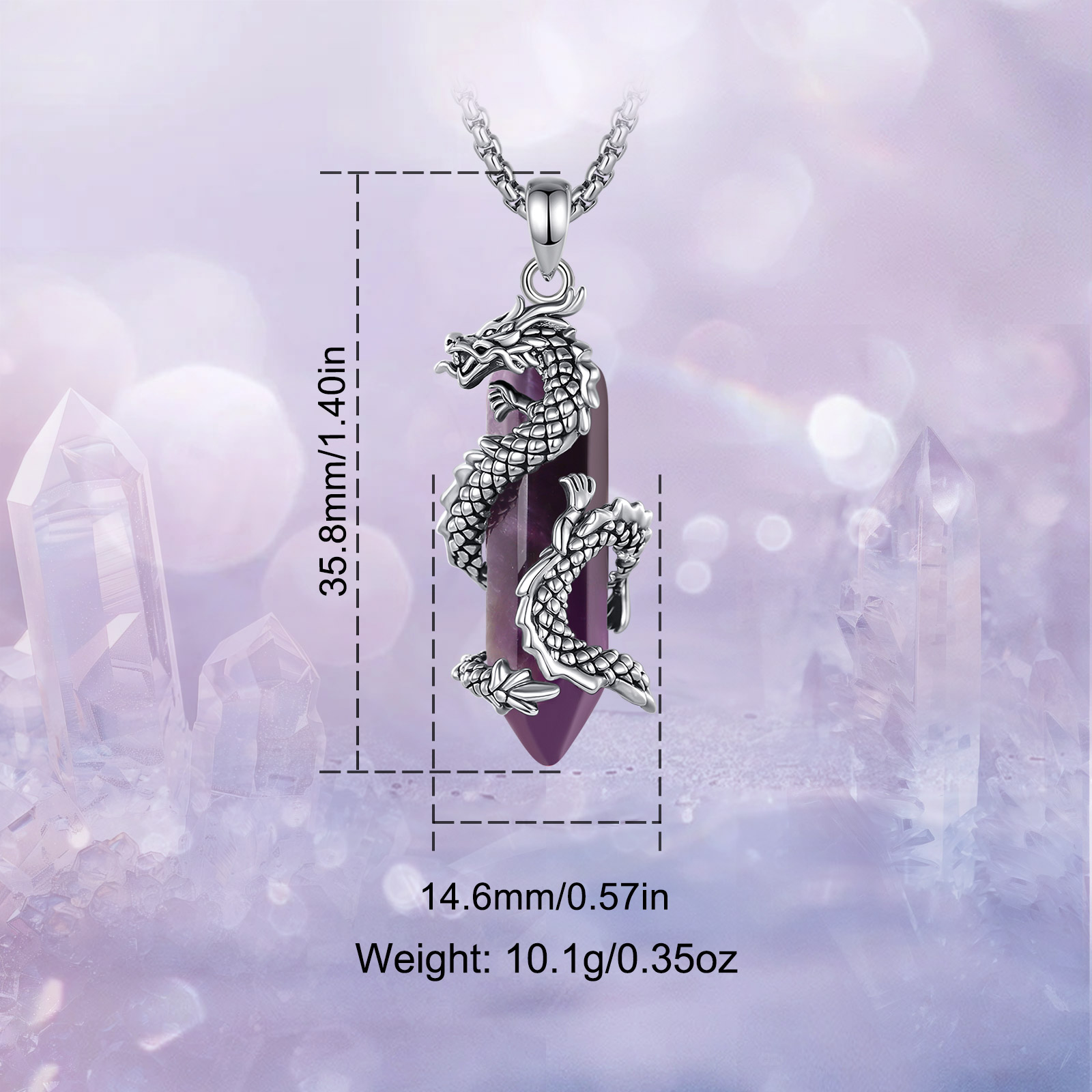 Eudora Ametist Ejderha Kolye P - Crystal Pendant Necklace Natural Stone incelemesi ve fiyatı