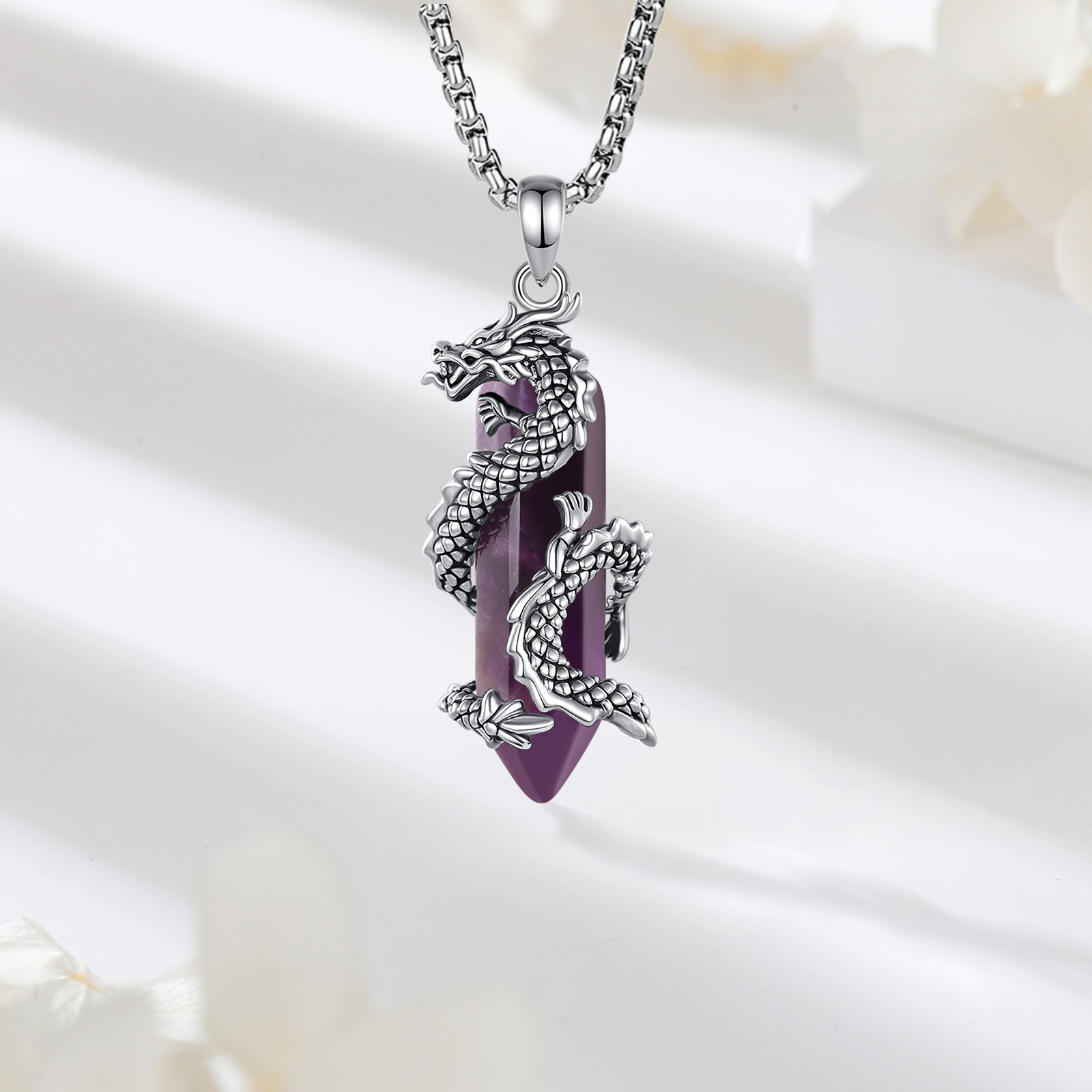 Eudora Ametist Ejderha Kolye P - Crystal Pendant Necklace Natural Stone incelemesi ve fiyatı
