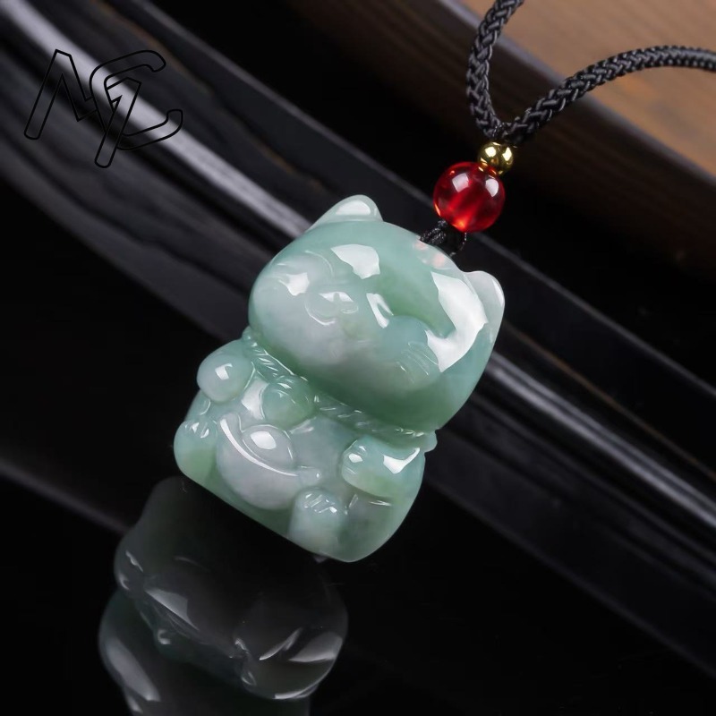 Doğal Zümrüt Yeşim Şanslı Kedi - Necklaces incelemesi ve fiyatı