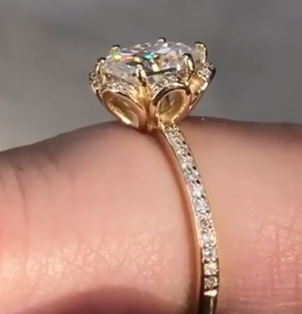 Özel Tasarım 14 Ayar Sarı Altı - Moissanite Engagement Ring 1 Carat incelemesi ve fiyatı