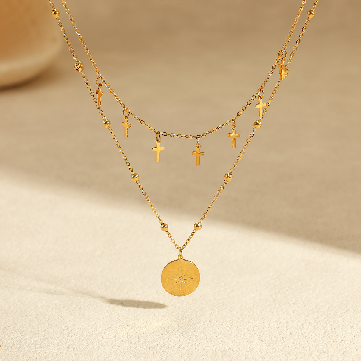 Vintage Çift Katmanlı Çapraz K - Layered Pendant Necklace Aesthetic incelemesi ve fiyatı