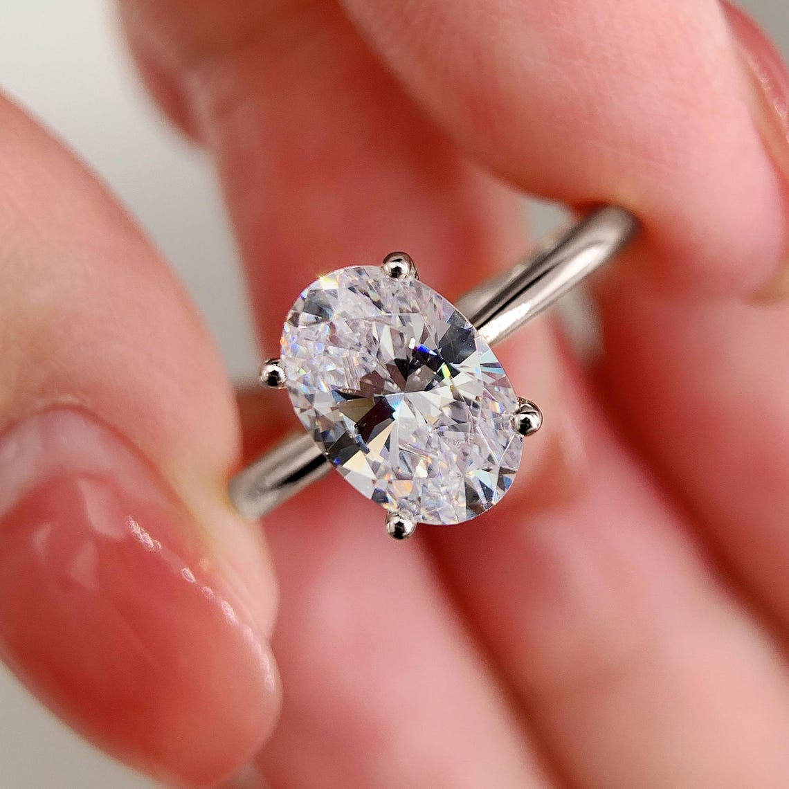 1/2/3 Karat Oval Kesim Mozanit - Moissanite Engagement Ring 1 Carat incelemesi ve fiyatı