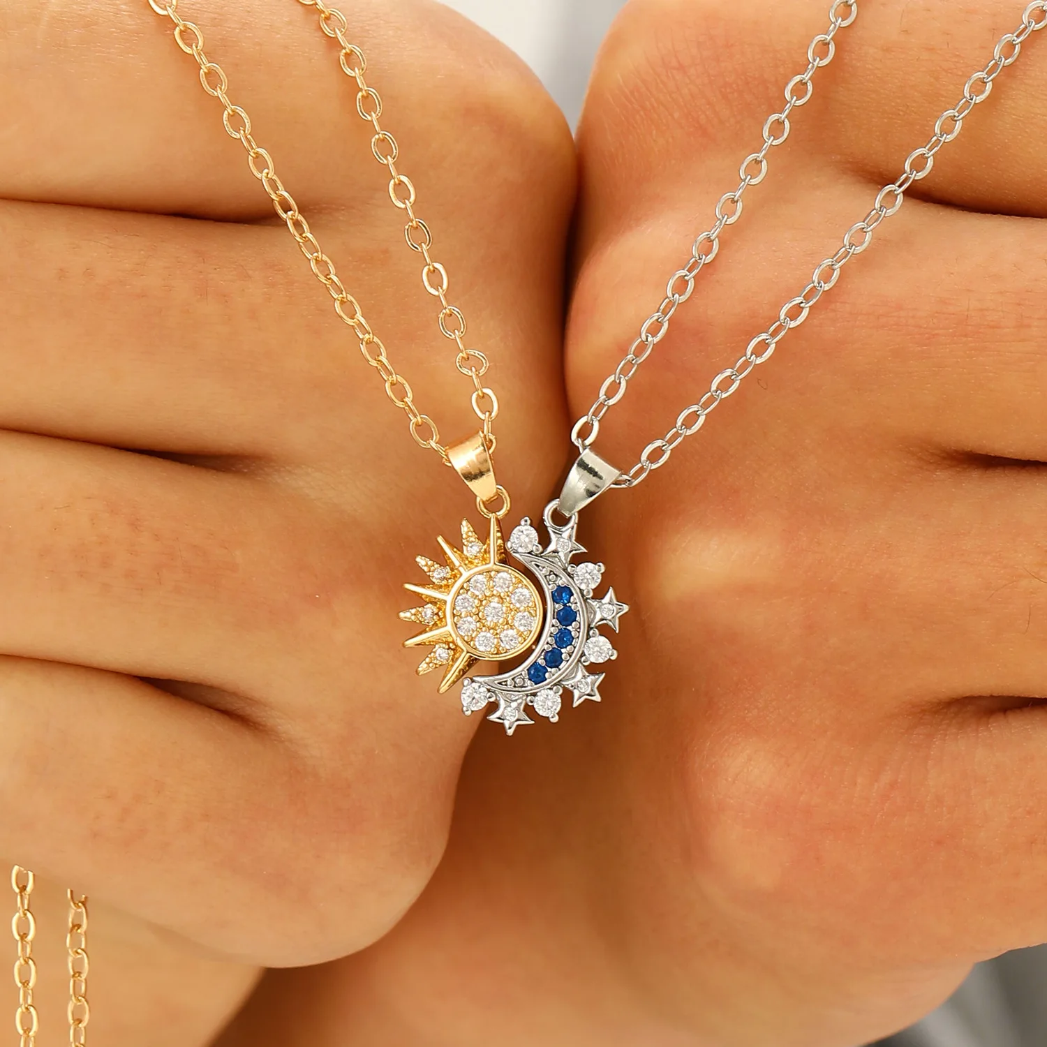Moda Parlak Rhinestone Güneş A - Magnetic Couple Matching Necklaces incelemesi ve fiyatı