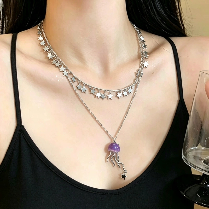 Sevimli Mor Denizanası Okyanus - Layered Pendant Necklace Aesthetic incelemesi ve fiyatı
